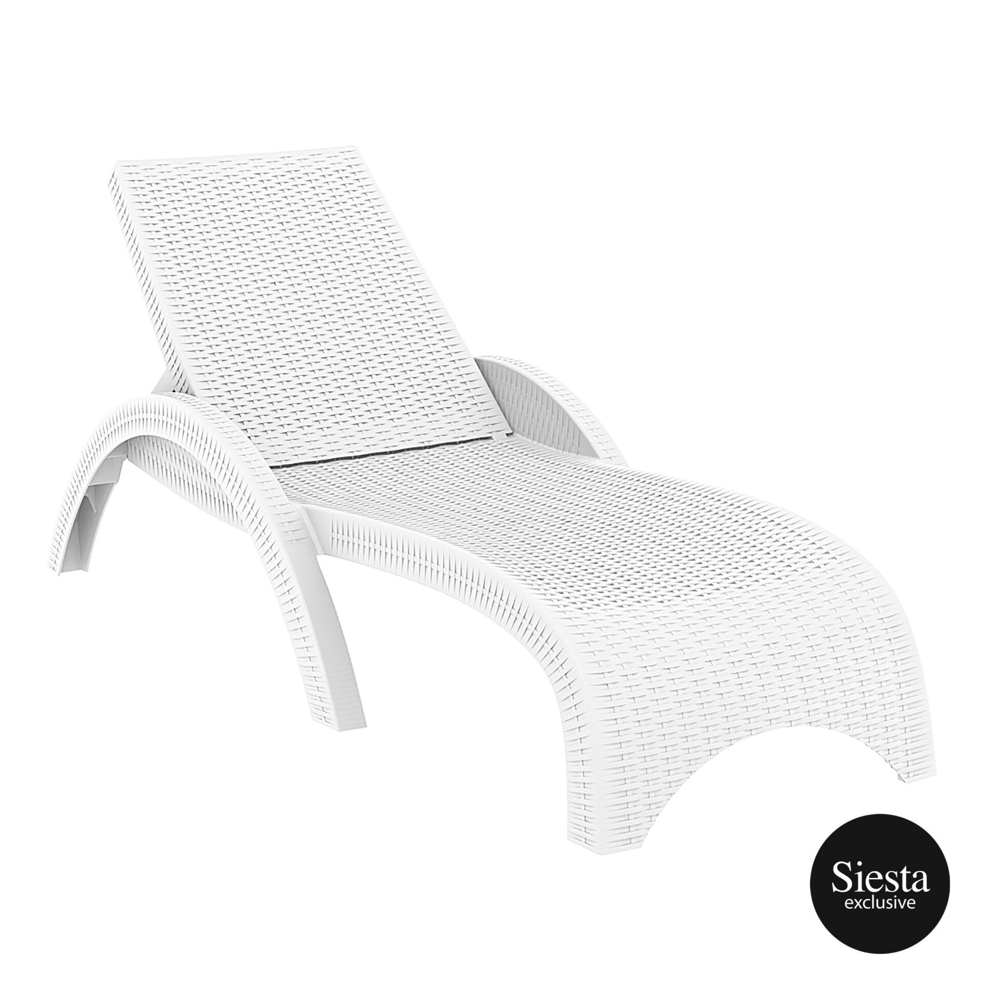 Outdoor Resin Rattan Fiji Sunlounger white front side