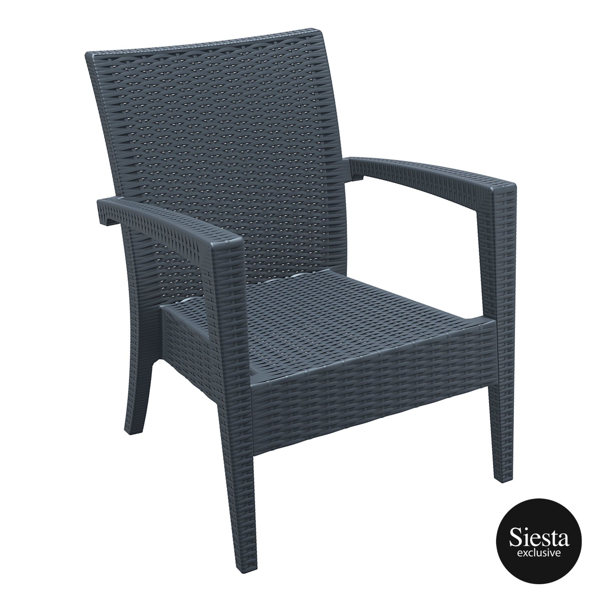 Resin Rattan Miami Tequila Lounge armchair darkgrey front side