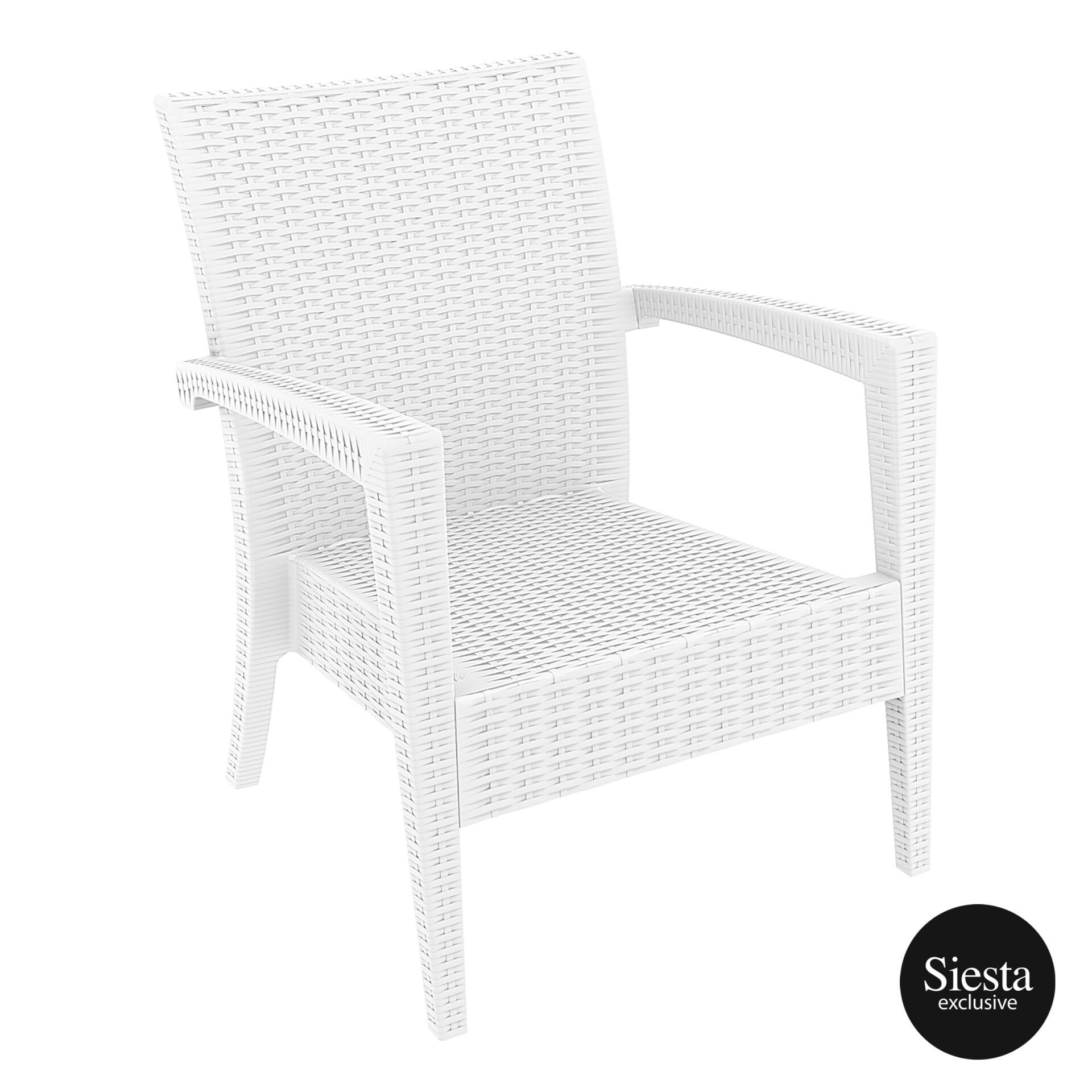 Resin Rattan Miami Tequila Lounge armchair white front side