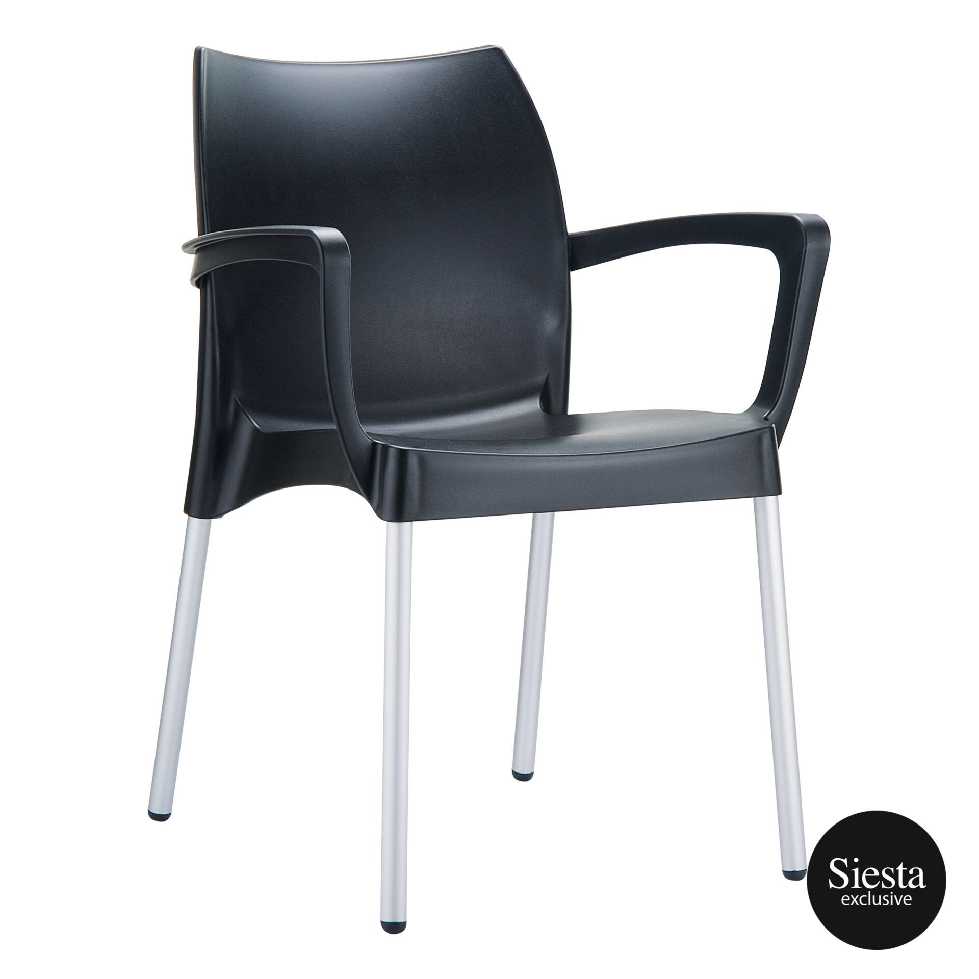 commercial polypropylene dolce chair black front side 1
