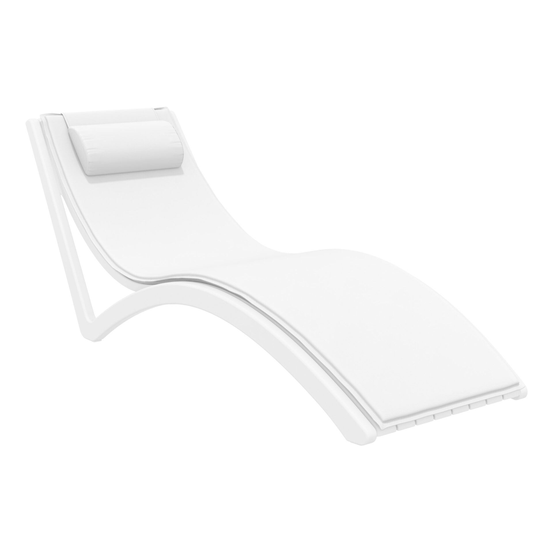 outdoor polypropylene slim sunlounger pillow cushion white white front side