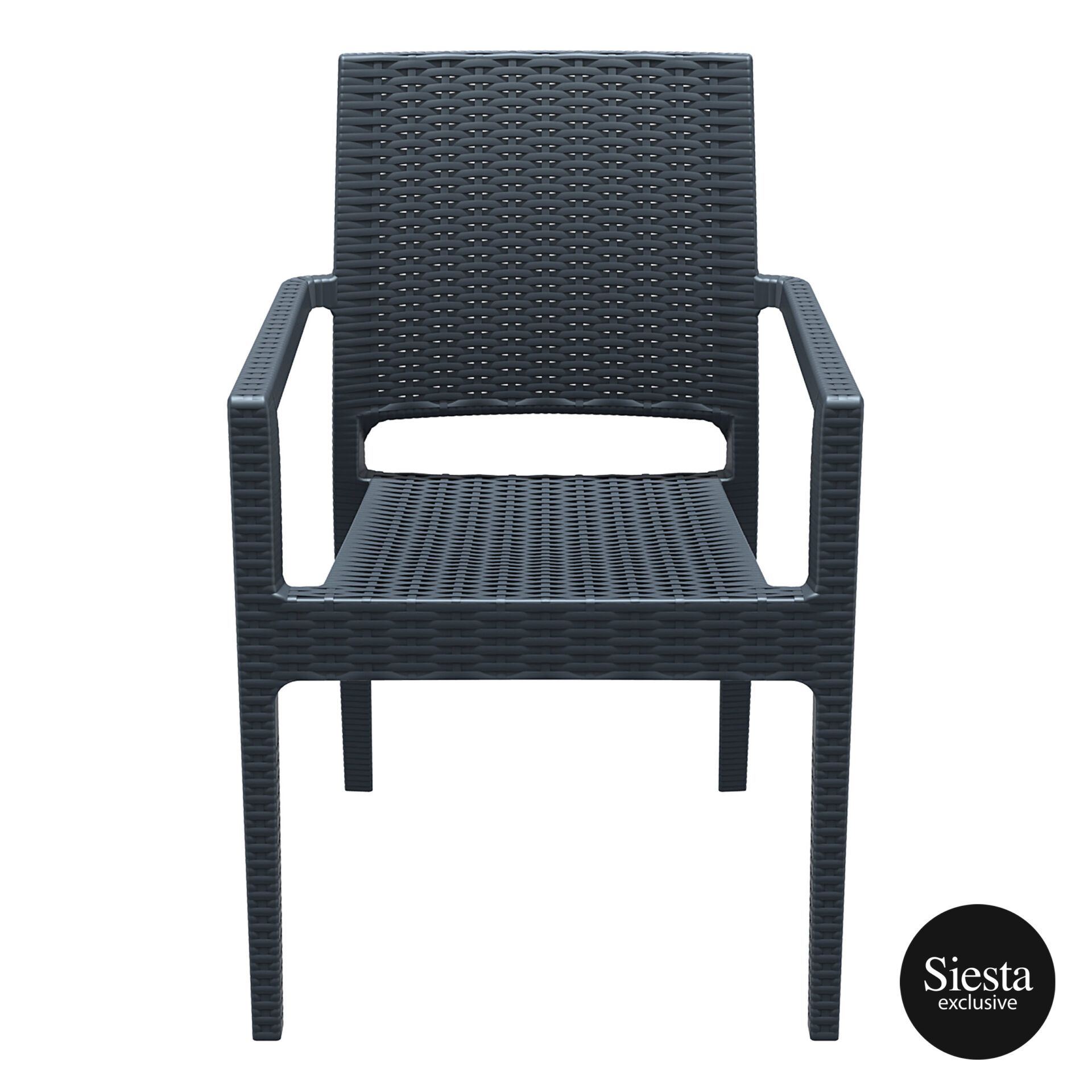 outdoor seating resin rattan ibiza armchair darkgrey front 1