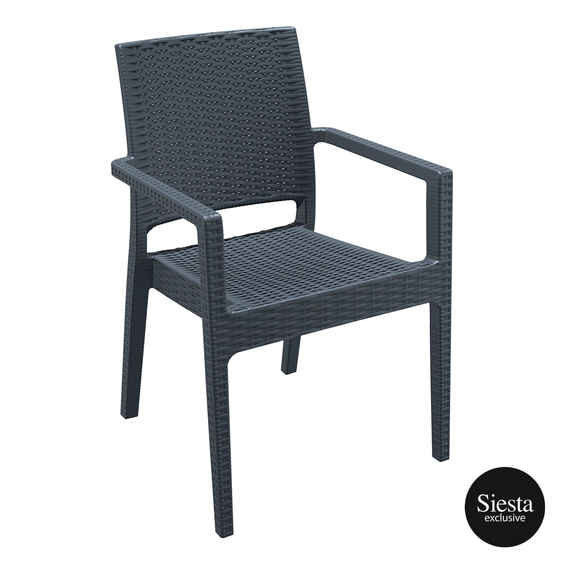 outdoor seating resin rattan ibiza armchair darkgrey front side 1