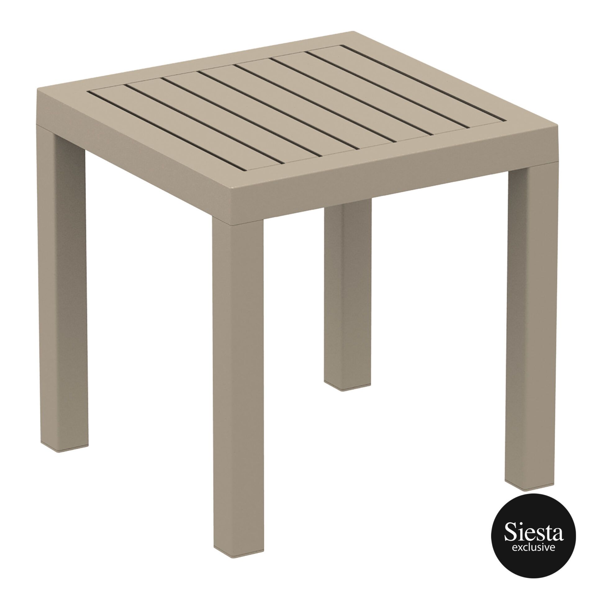 plastic outdoor resort ocean side table taupe front side 1