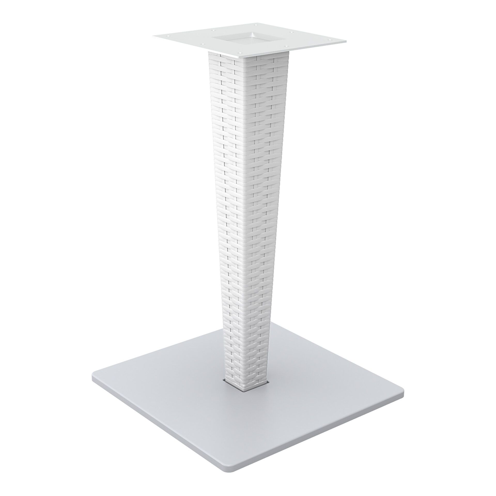 poly resin rattan riva table base white front side