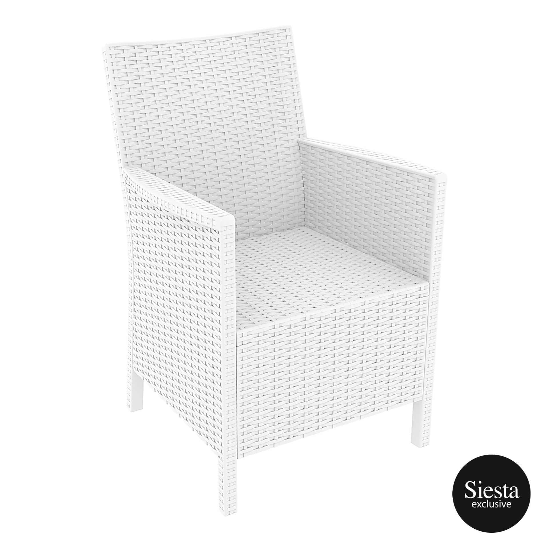 resin rattan california tub chair white front side 1