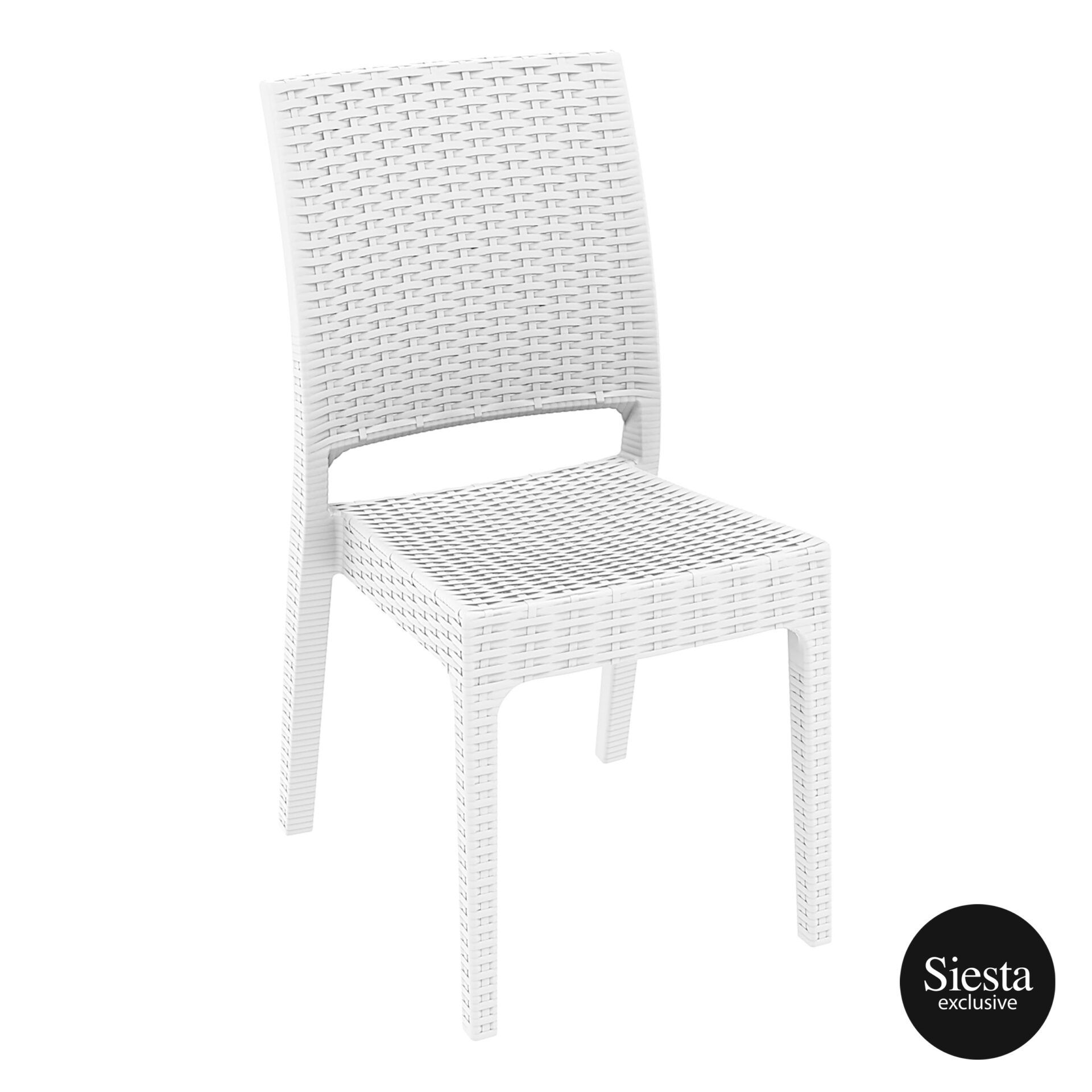 resin rattan dining florida chair white front side 1