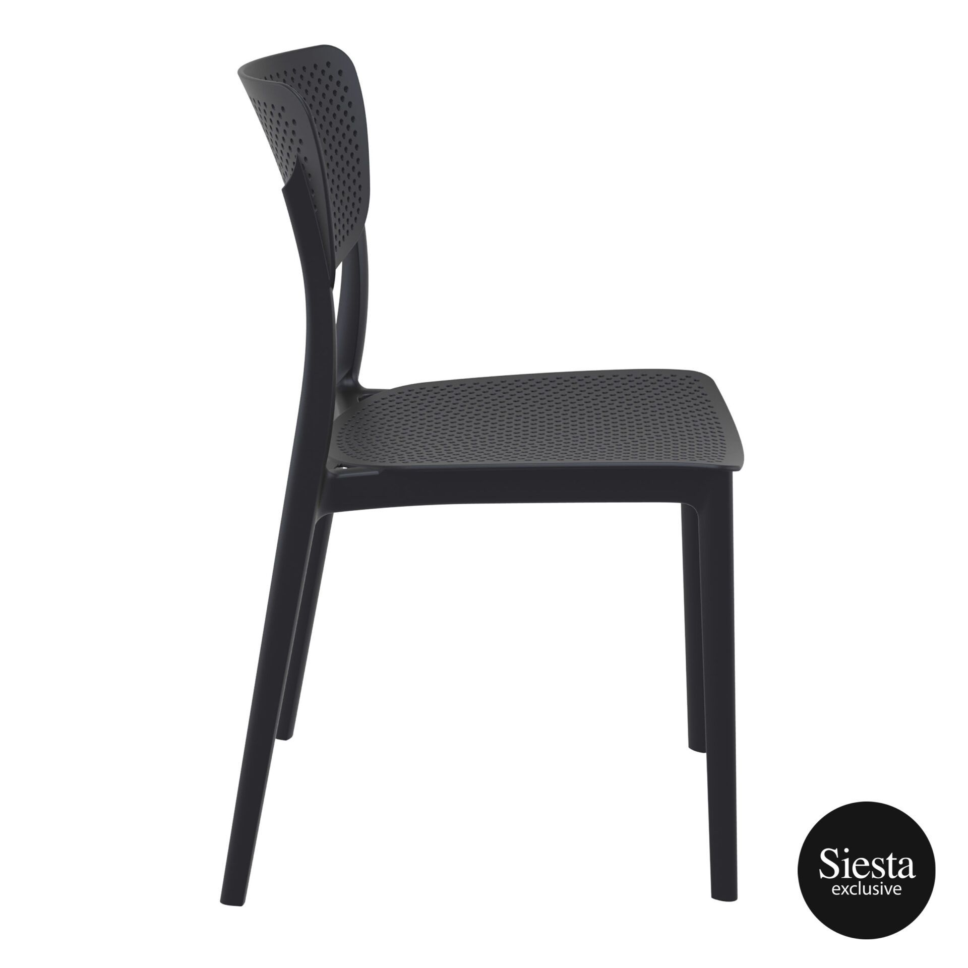 polypropylene hospitality seating lucy chair black side 1