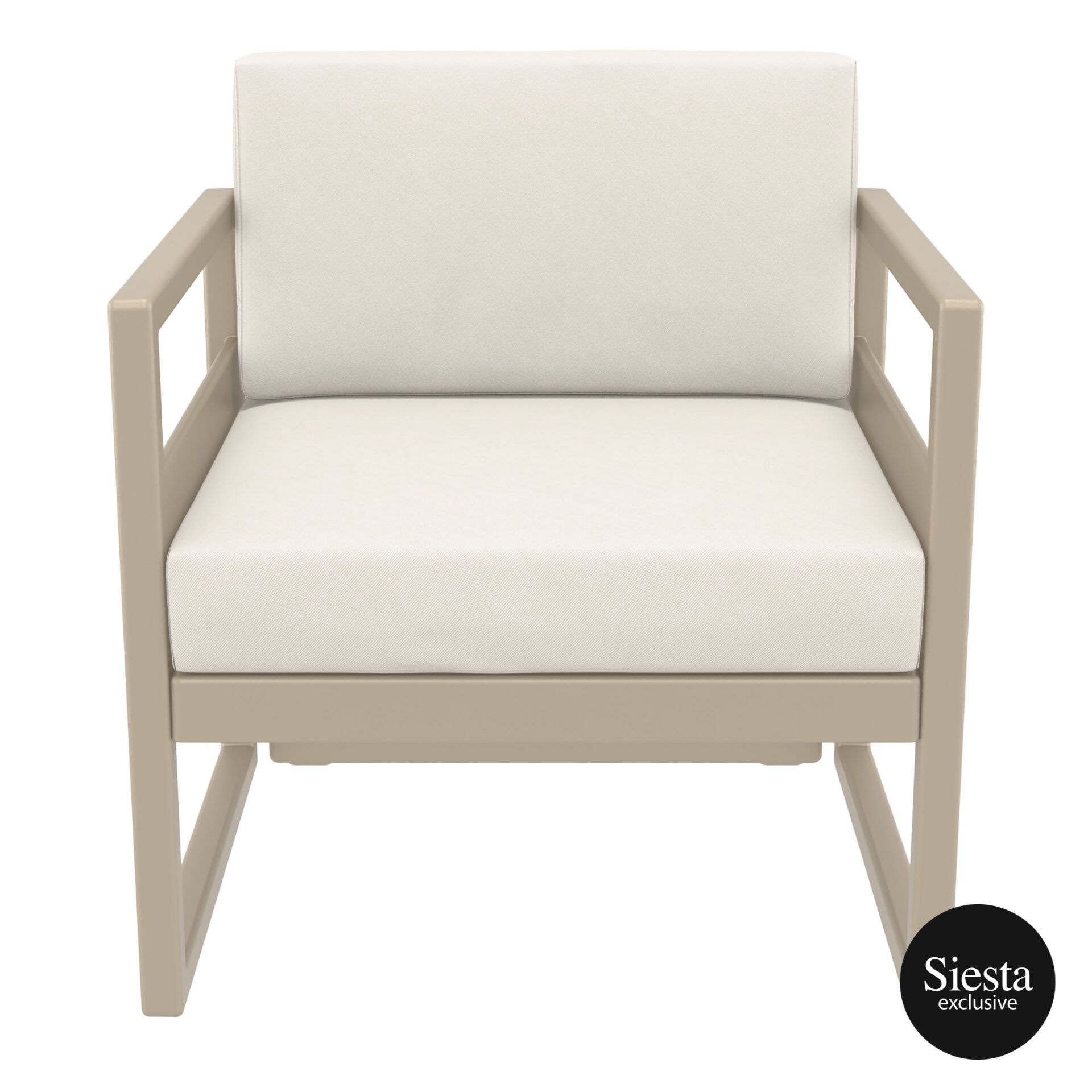 mykonos resort lounge armchair taupe beige front 1