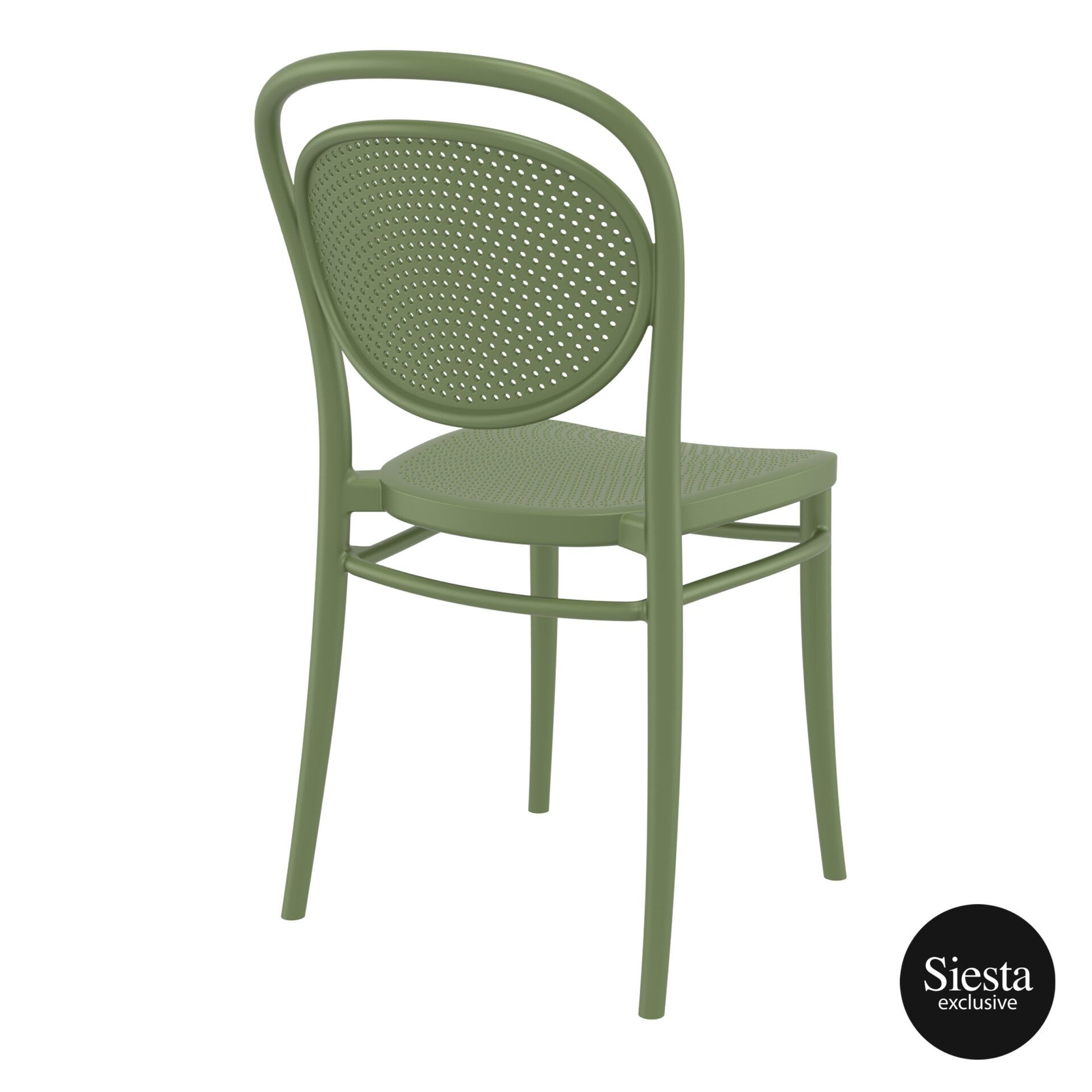 restaurant plastic dining marcel chair olive green back side 1