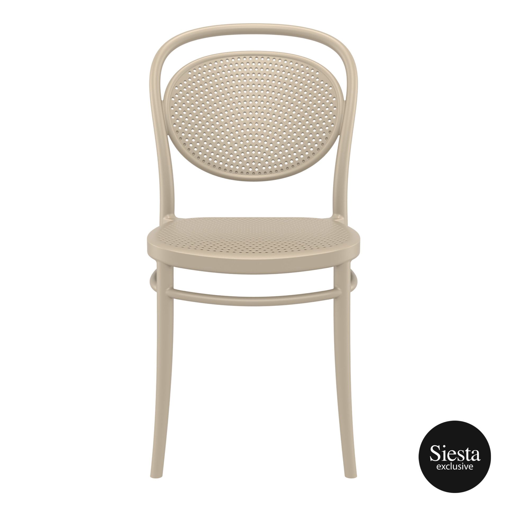restaurant plastic dining marcel chair taupe front 1