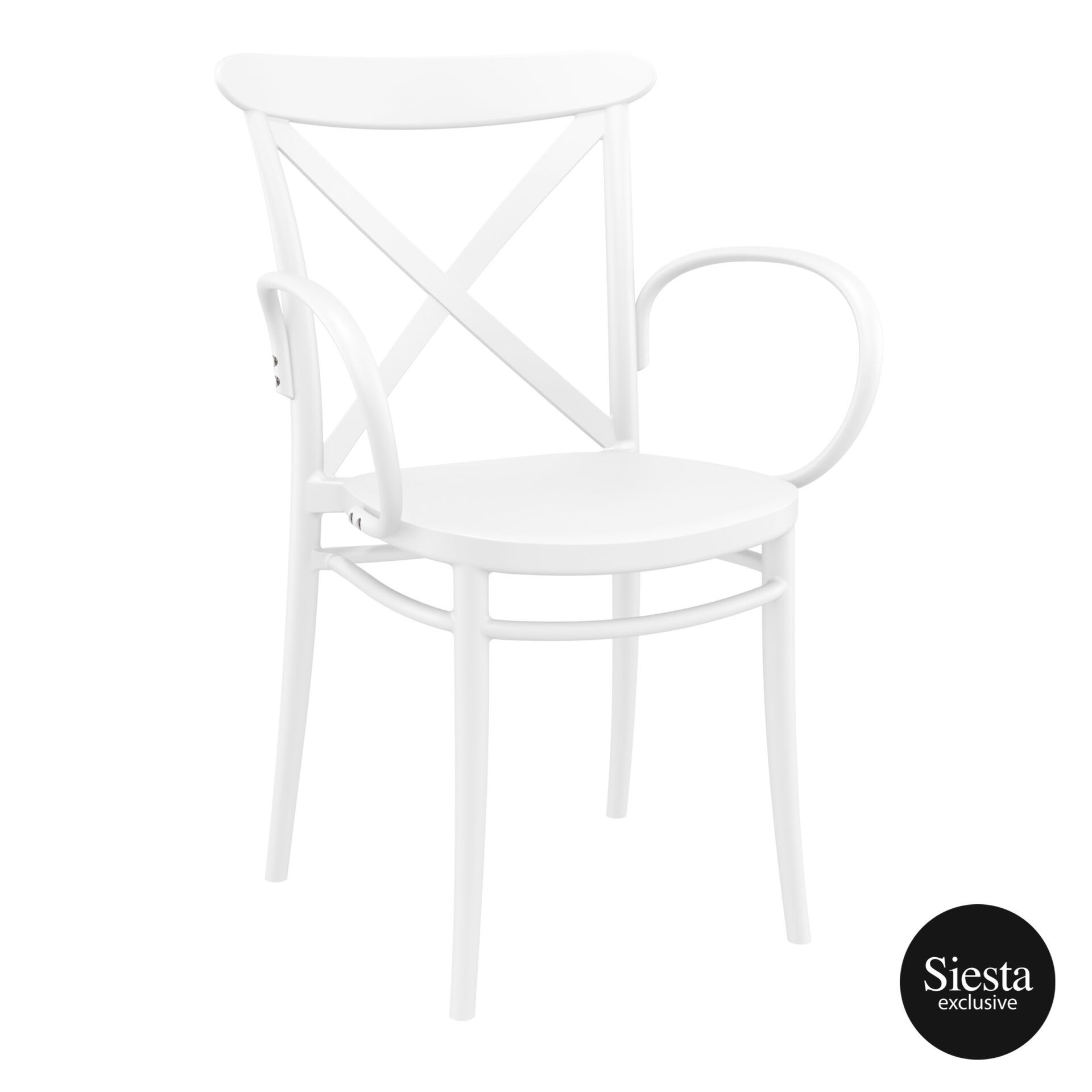Cafe Polypropylene Cross Armchair white front side