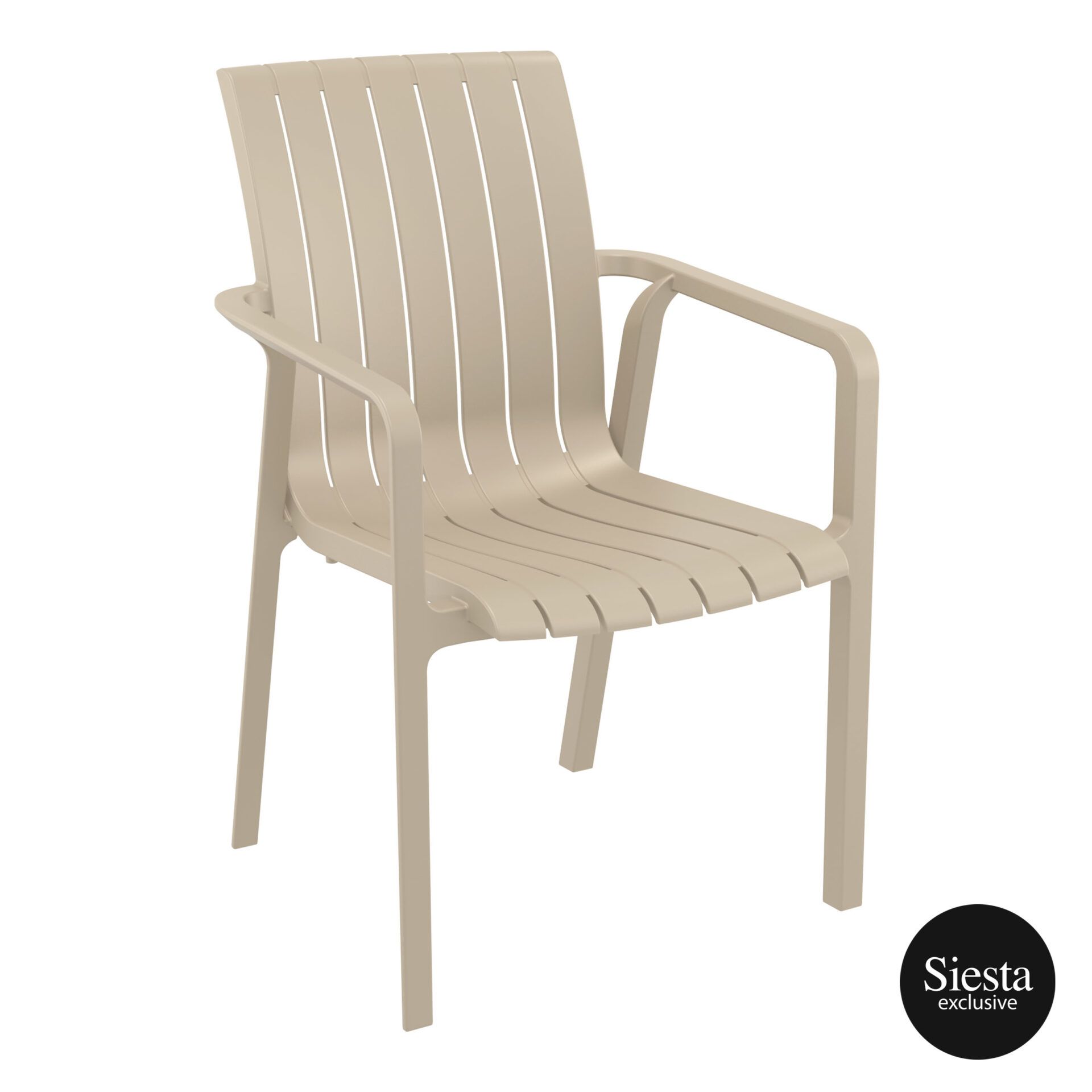 Outdoor Plastic Stackable Slim Armchair taupe front side