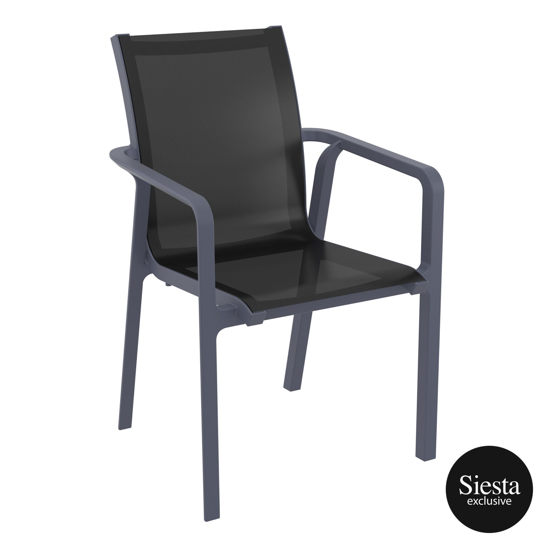 Outdoor Seating Pacific Armchair darkgrey black front side