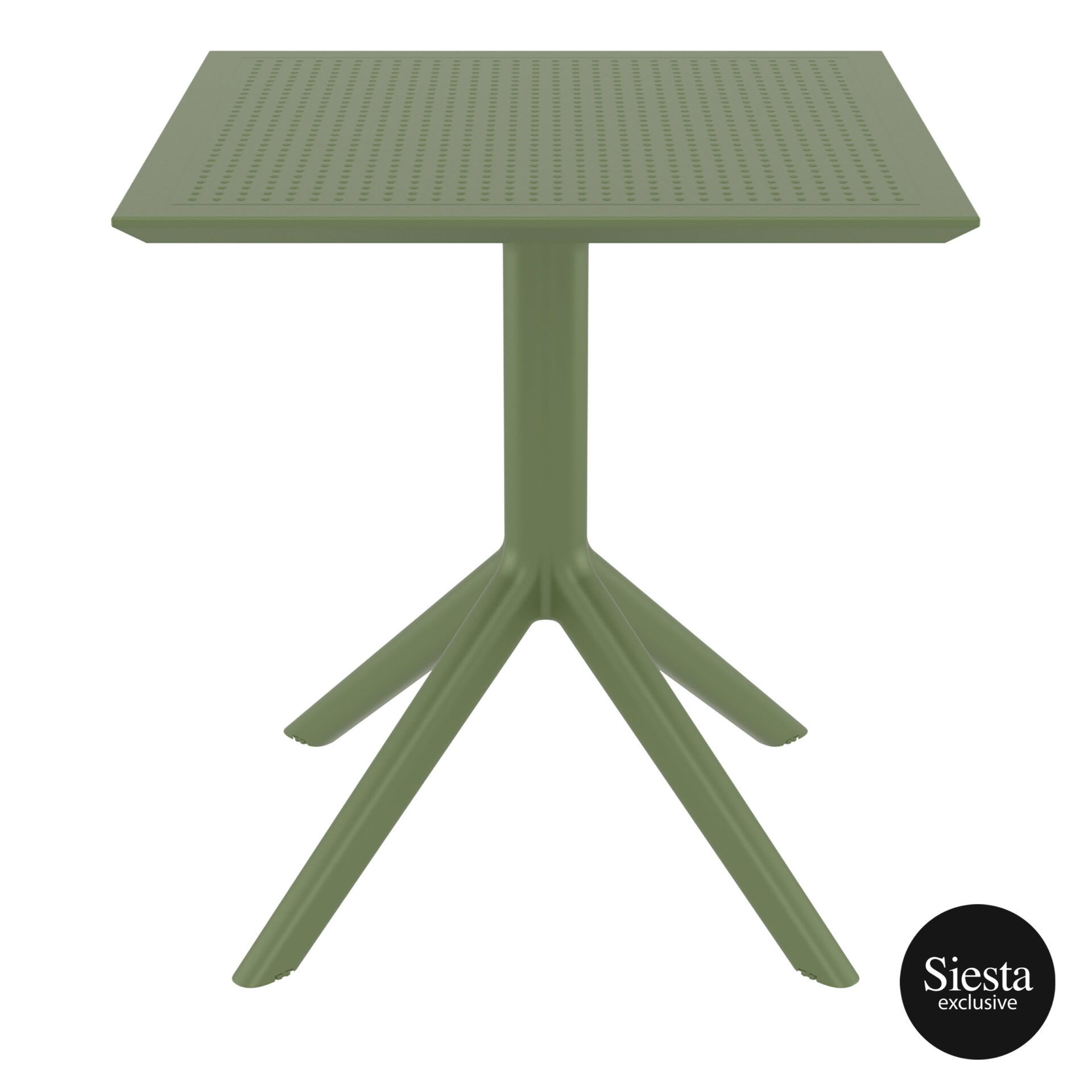 Polypropylene Outdoor Cafe Sky Table 70 olive green front