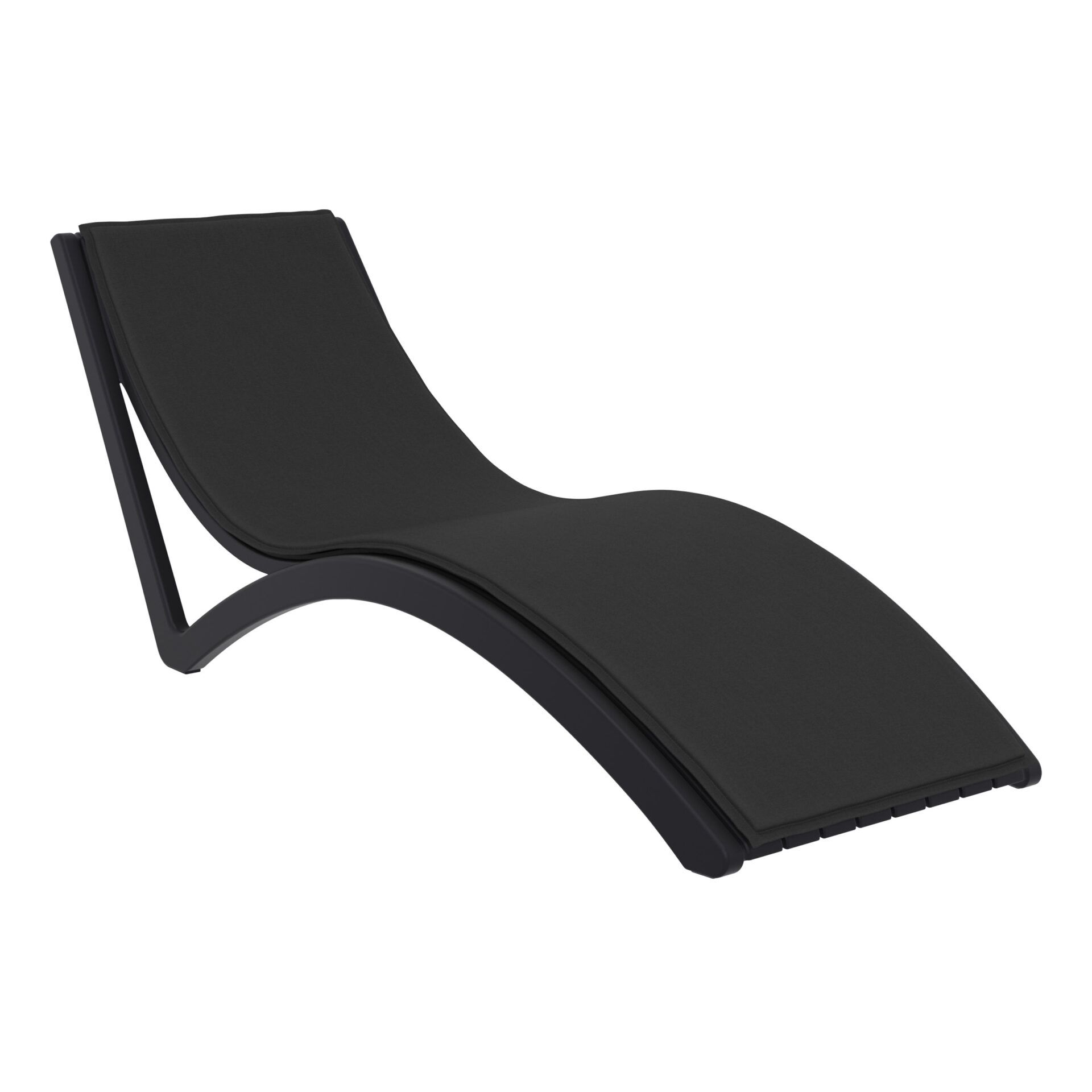outdoor polypropylene slim sunlounger cushion black black front side