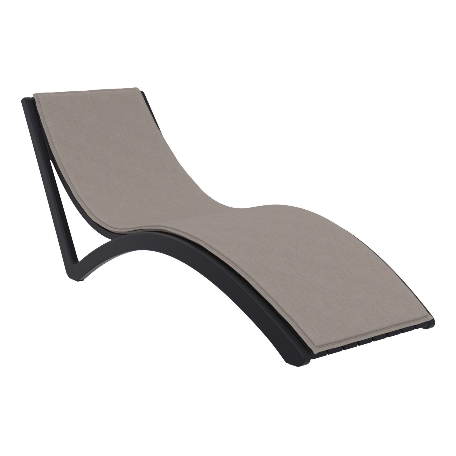 outdoor polypropylene slim sunlounger cushion black brown front side