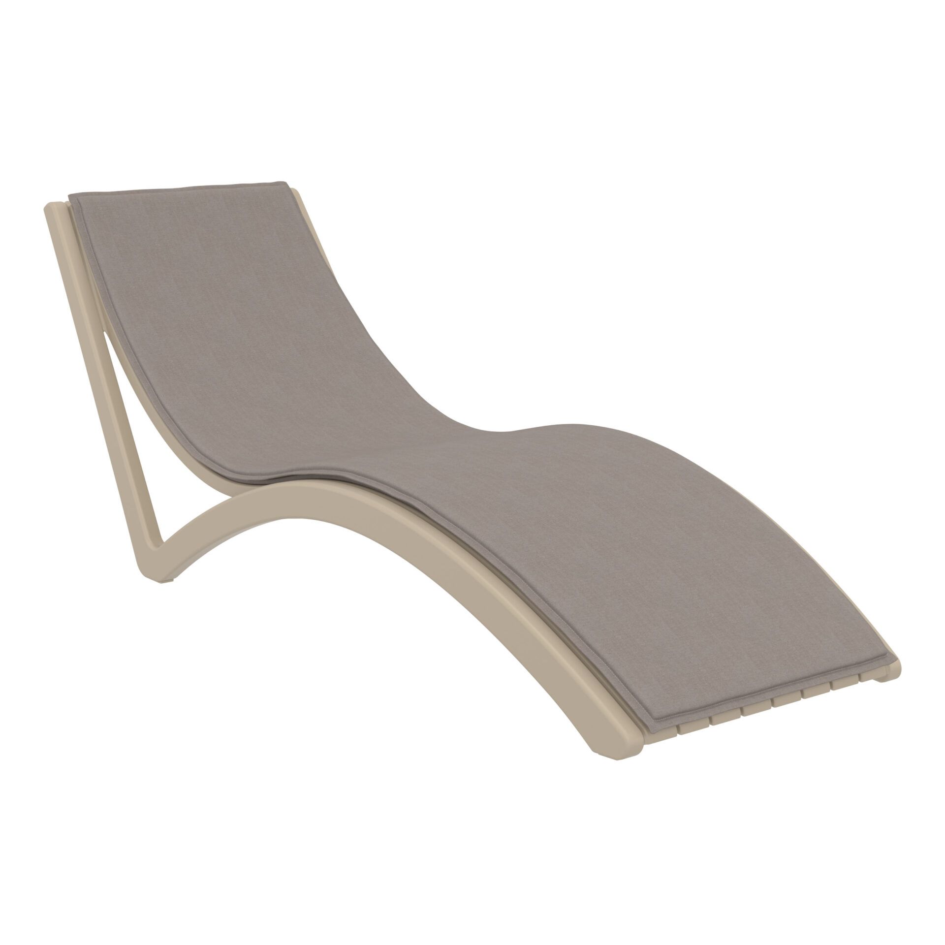 outdoor polypropylene slim sunlounger cushion taupe brown front side