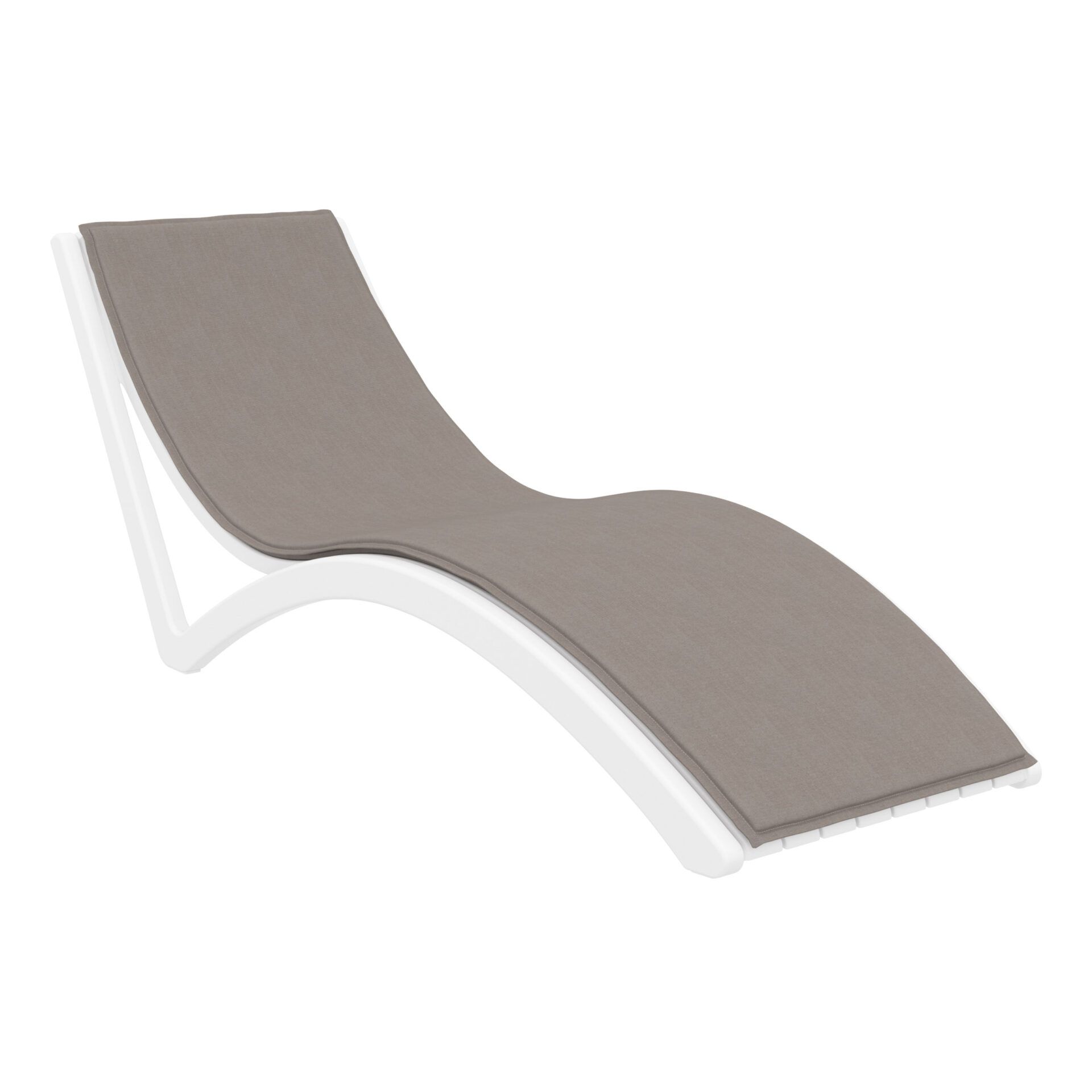 outdoor polypropylene slim sunlounger cushion white brown front side
