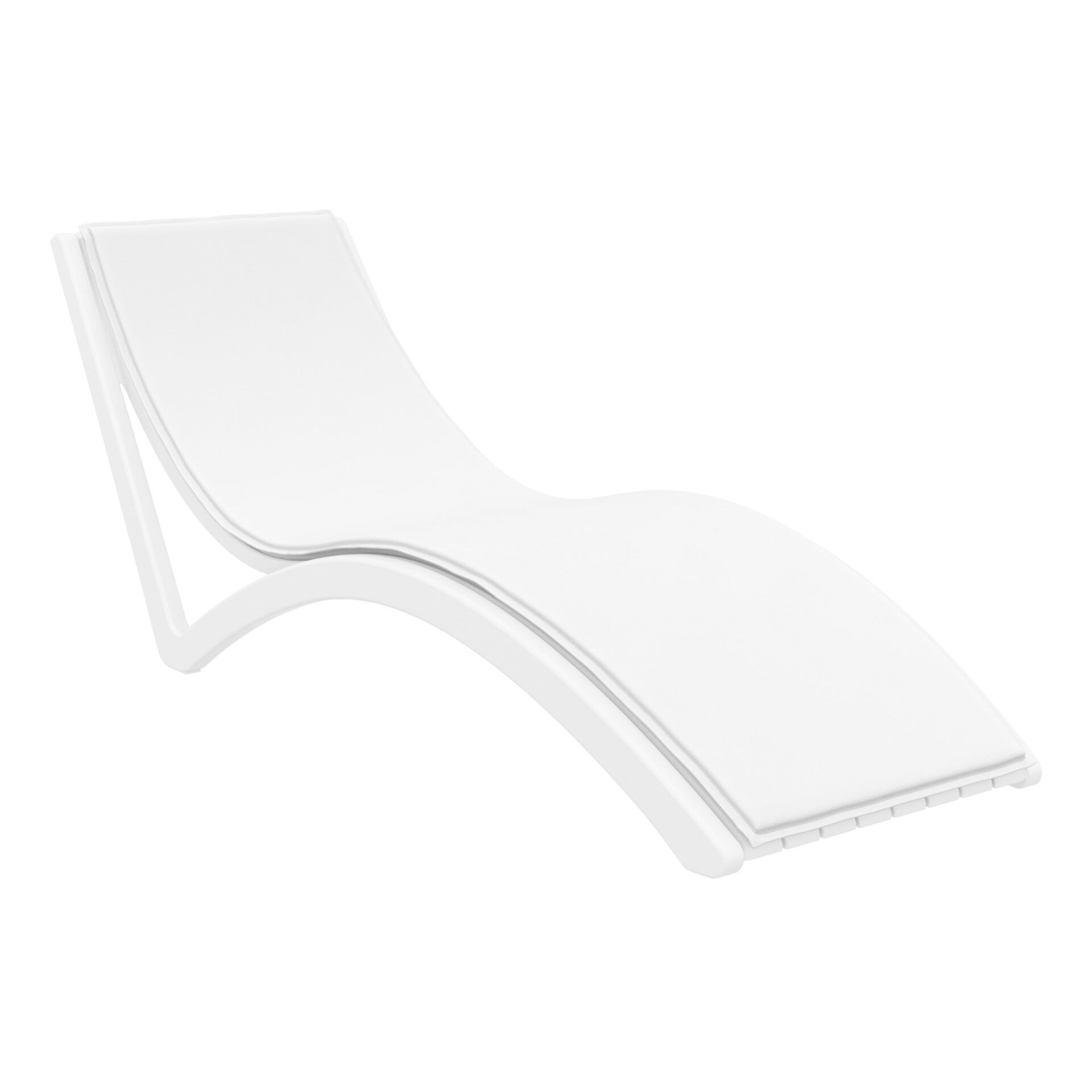 outdoor polypropylene slim sunlounger cushion white white front side
