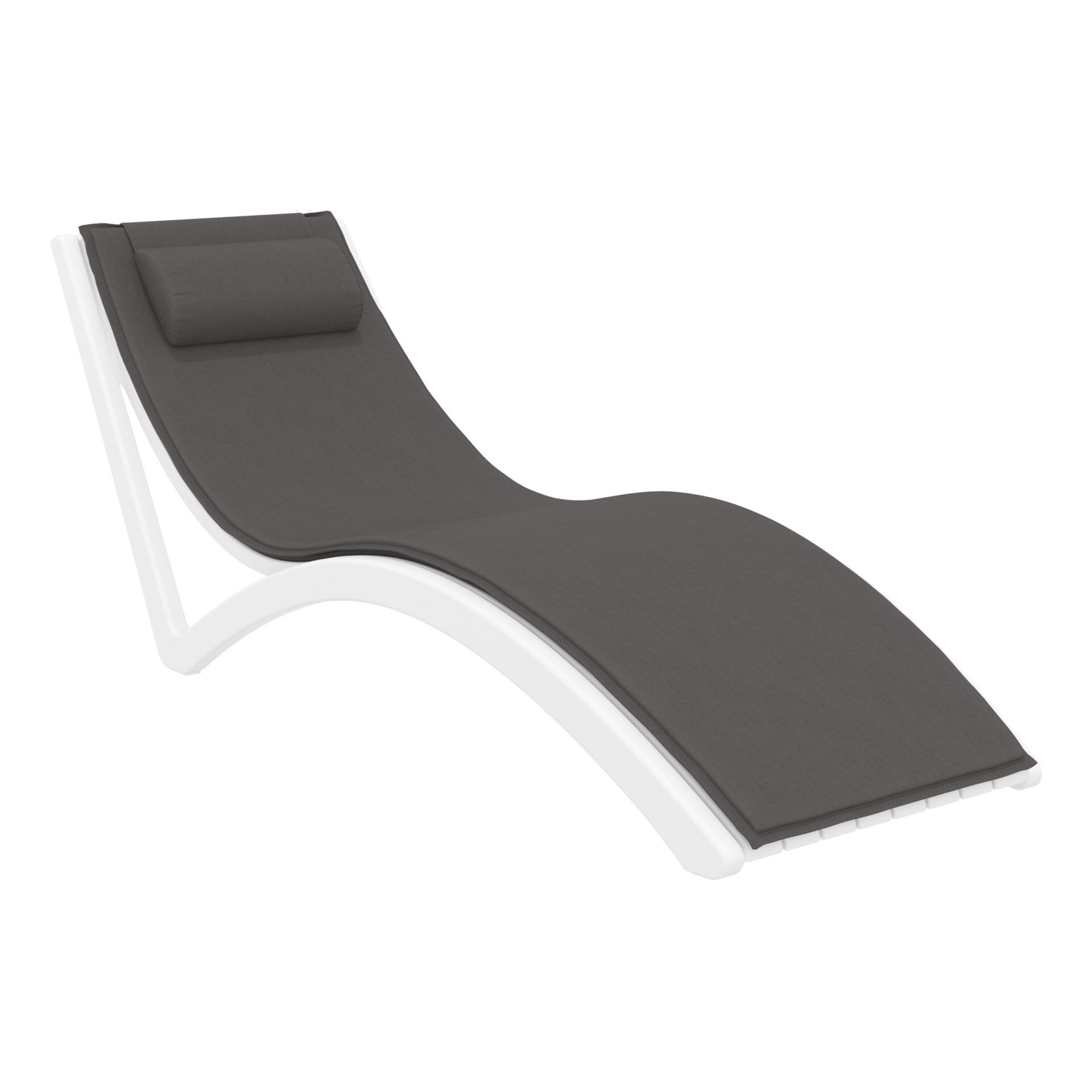 outdoor polypropylene slim sunlounger pillow cushion white darkgrey front side
