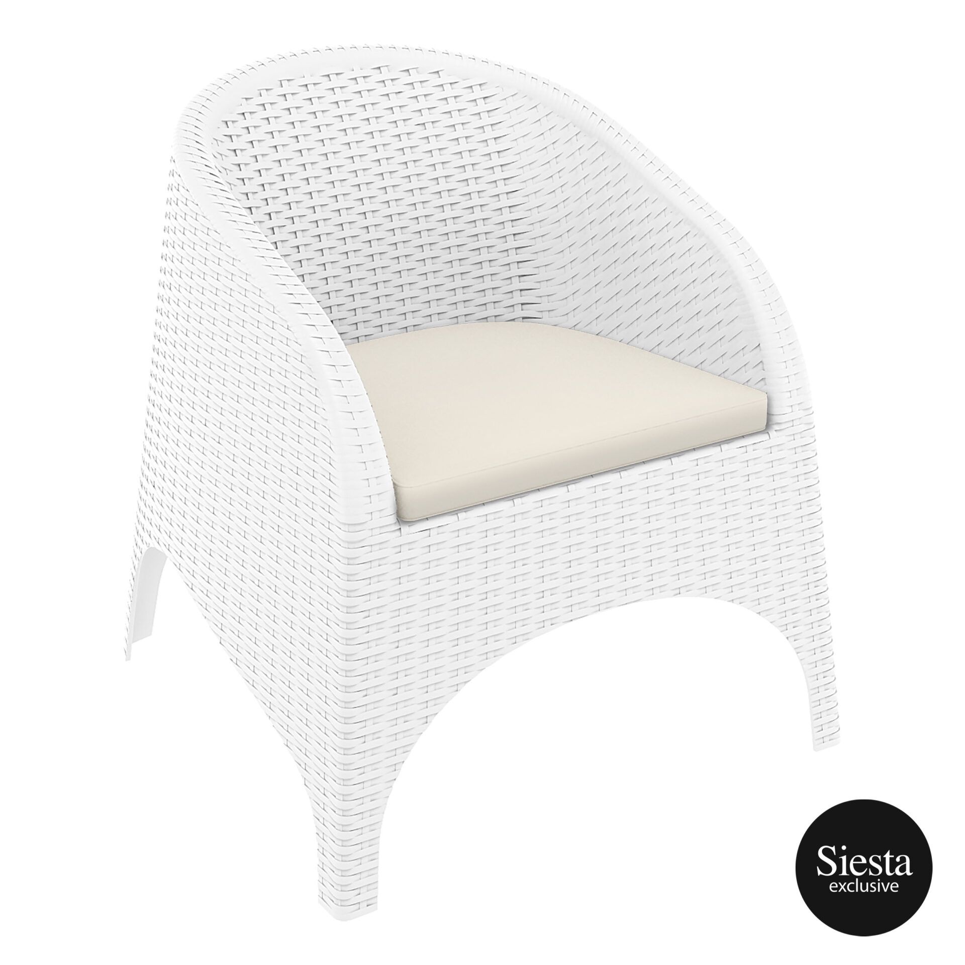 outdoor aruba armchair cushion white front side 1