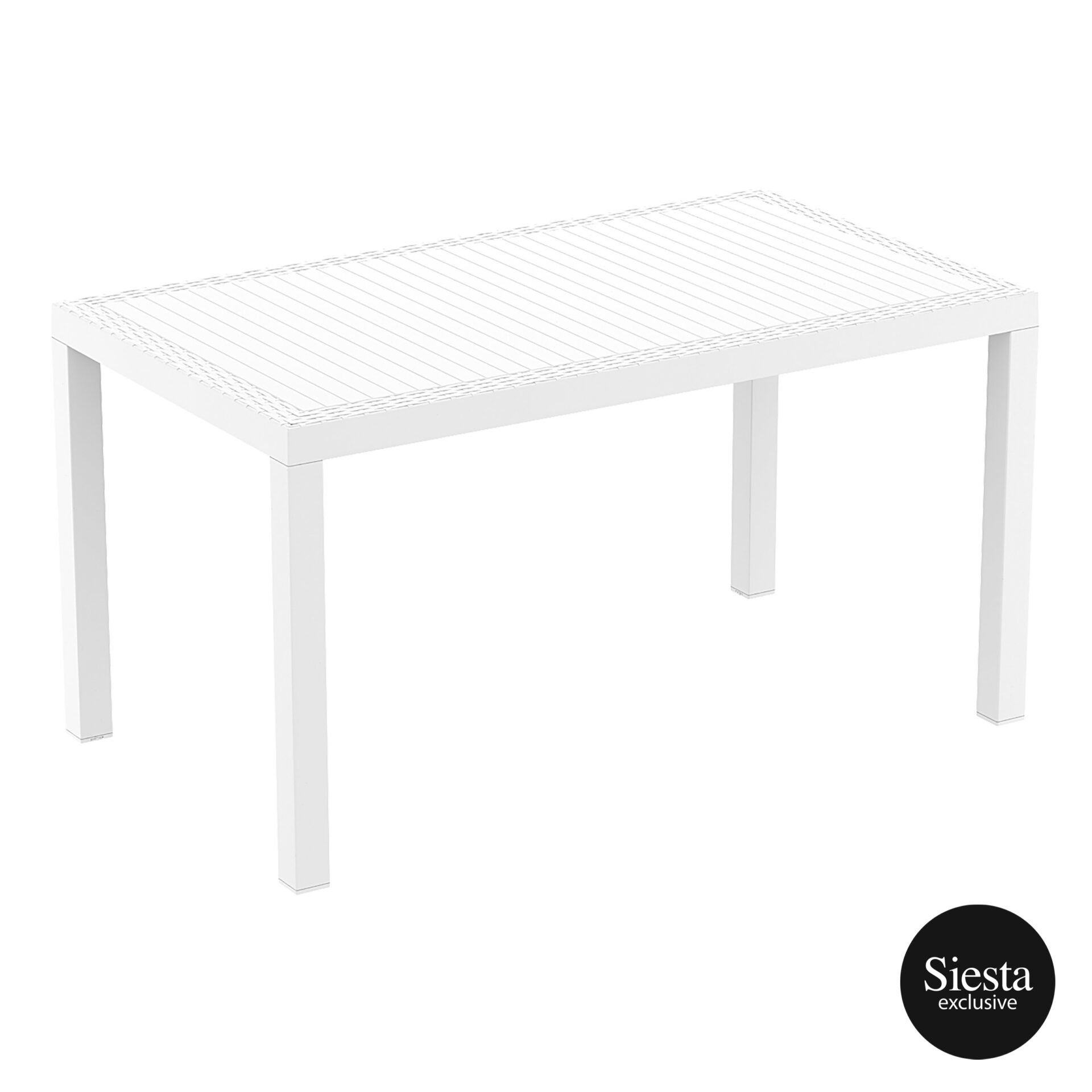 outdoor resin rattan cafe plastic top bali table 140 white front side
