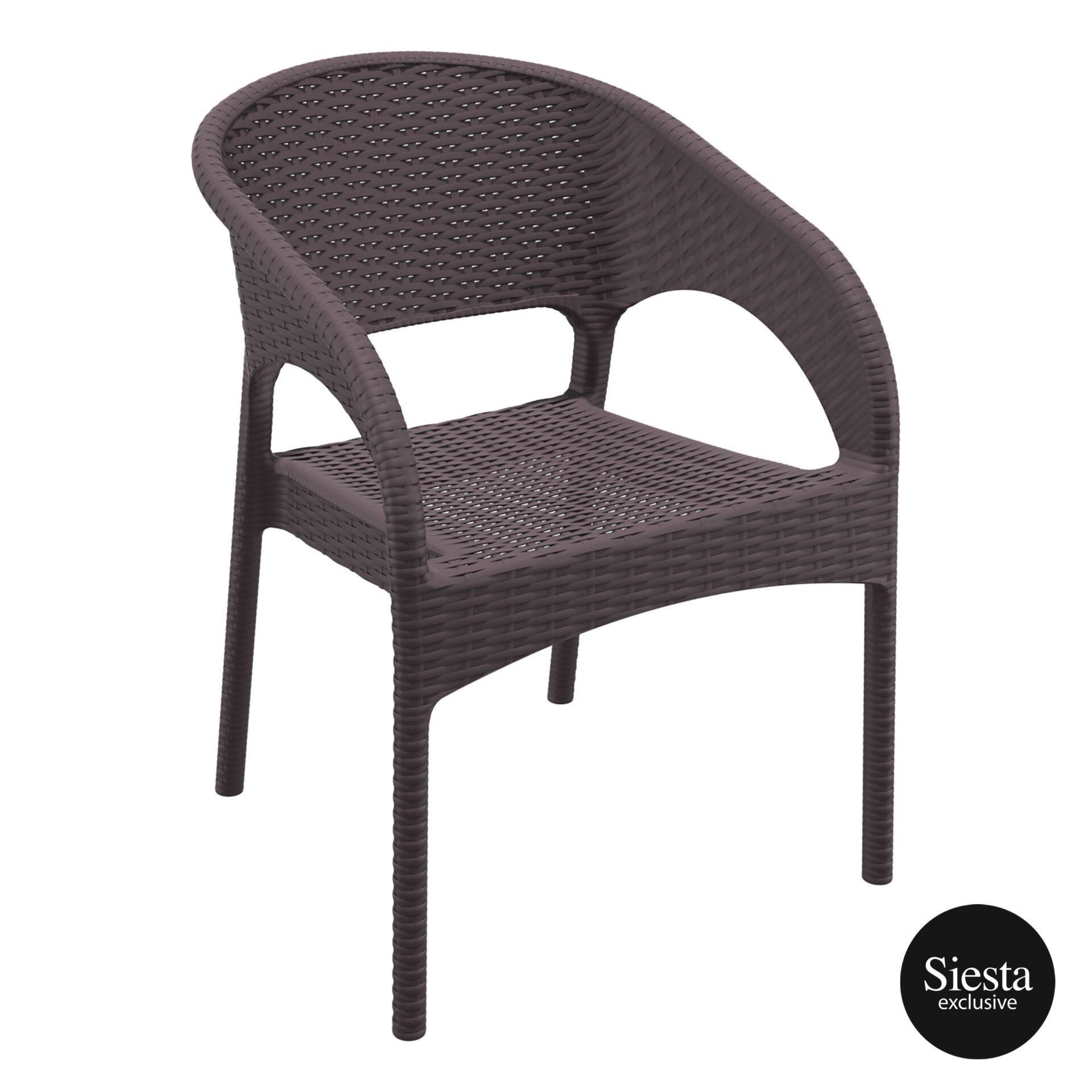 outdoor seating resin rattan panama armchair brown front side 1