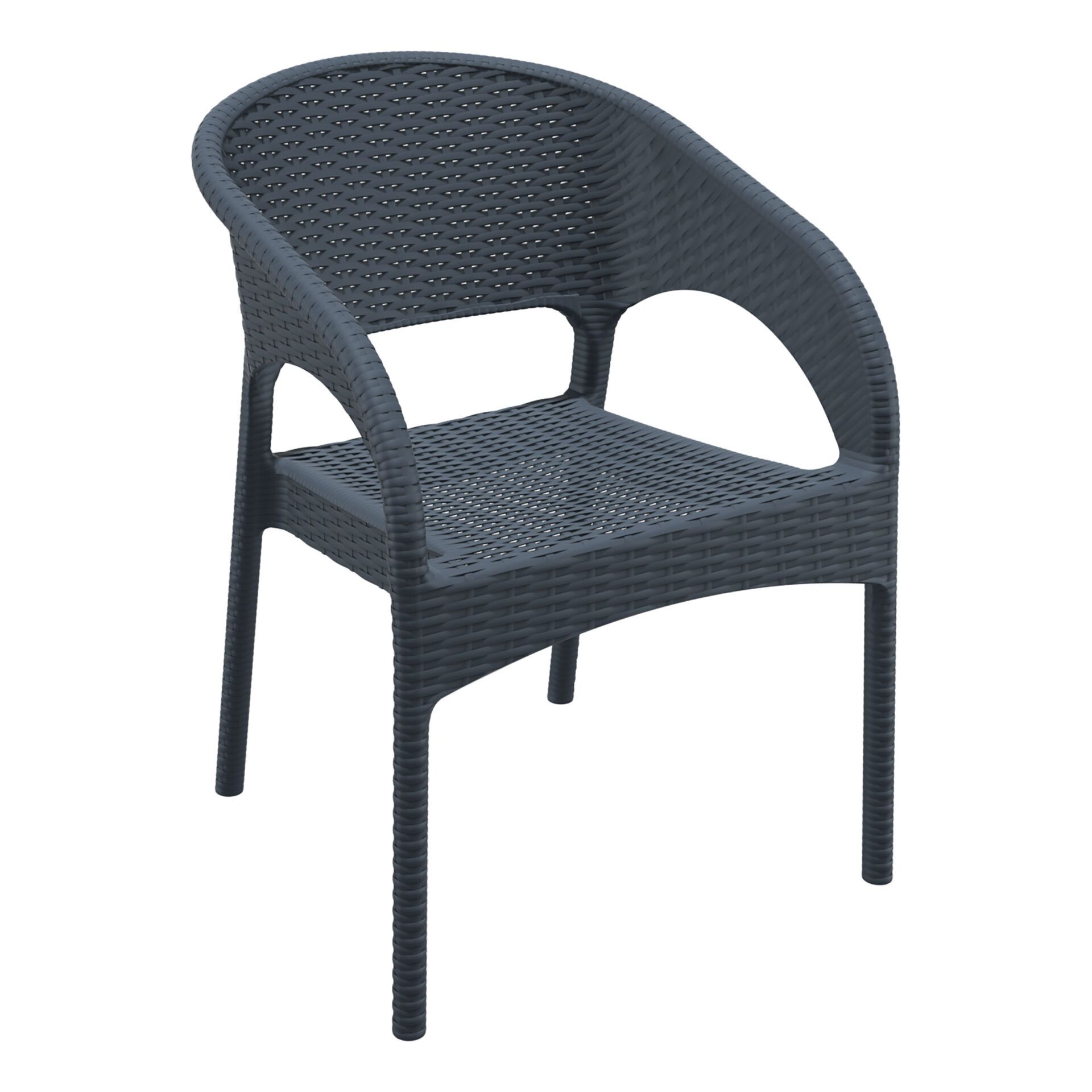 outdoor seating resin rattan panama armchair darkgrey front side