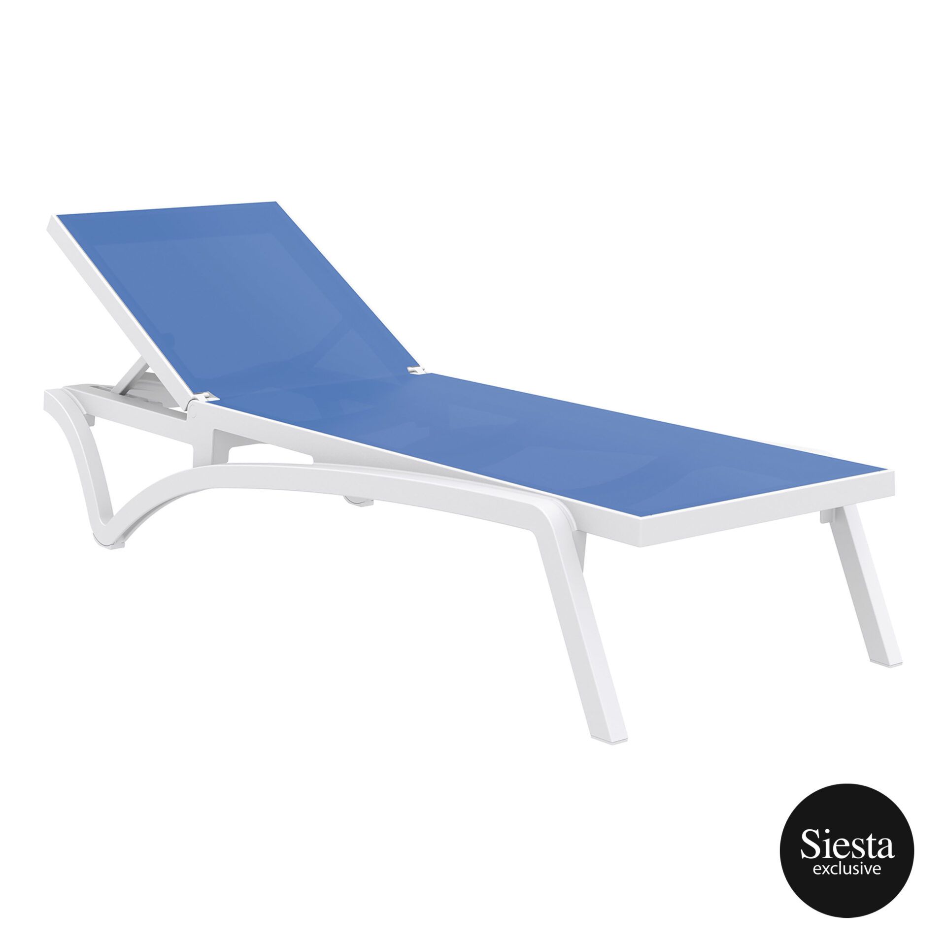 pool deck commercial pacific sunlounger white blue front side