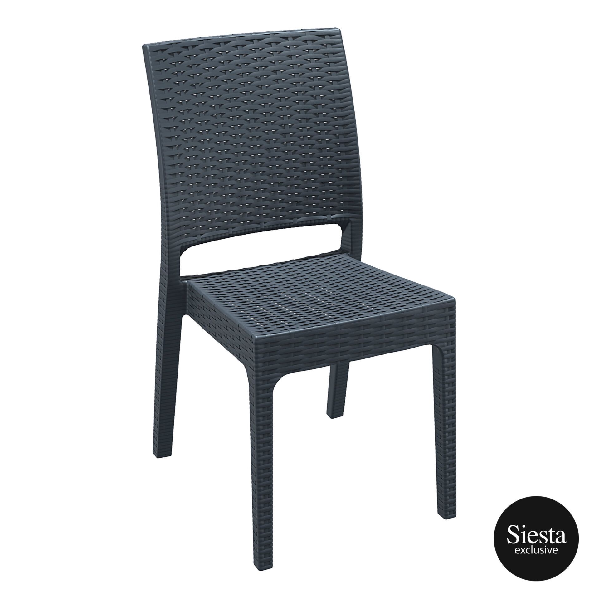 resin rattan dining florida chair darkgrey front side
